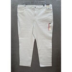 Terra & Sky Jeans Womens 20W Petite White Denim Straight Leg Stretch Preppy NEW